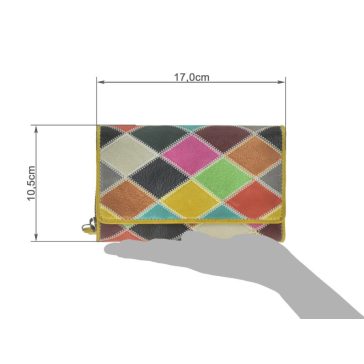 Bőr pénztárca 17x10cm Multikolor cikk-cakk