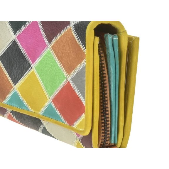 Bőr pénztárca 17x10cm Multikolor cikk-cakk Bőr pénztárca 17x10cm Multikolor cikk-cakk