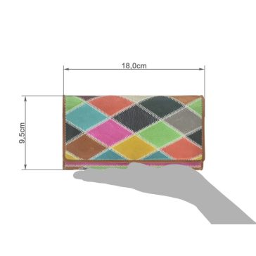 Bőr pénztárca 18x9cm Multikolor cikk-cakk