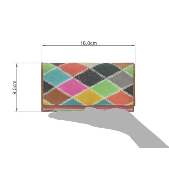 Bőr pénztárca 18x9cm Multikolor cikk-cakk Bőr pénztárca 18x9cm Multikolor cikk-cakk
