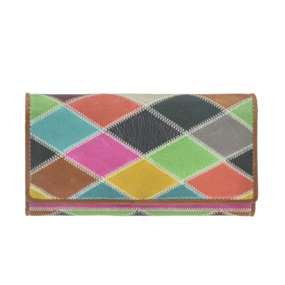 Bőr pénztárca 18x9cm Multikolor cikk-cakk Bőr pénztárca 18x9cm Multikolor cikk-cakk