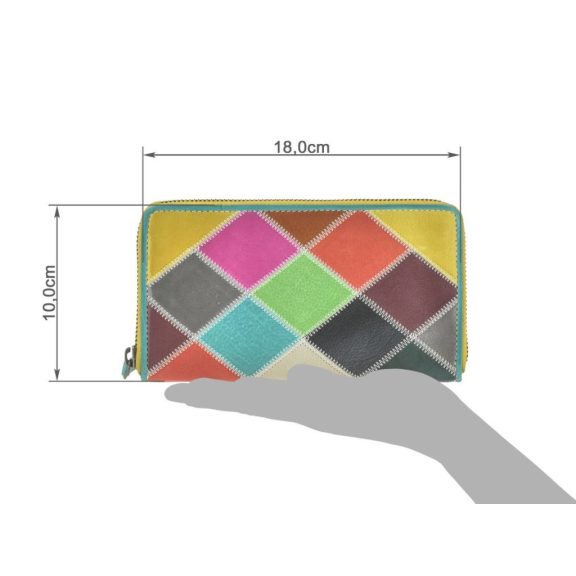 Bőr pénztárca 18x10cm Multikolor cikk-cakk Bőr pénztárca 18x10cm Multikolor cikk-cakk