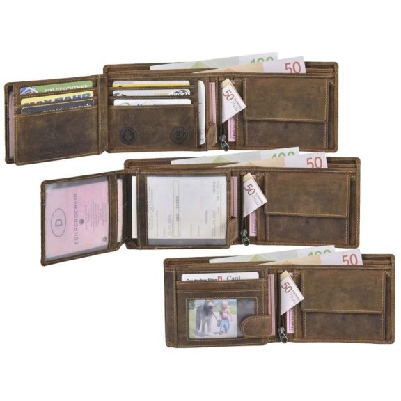 Bőr láncos pénztárca-irattartó halálfej mintával fekvő 12x10cm Vintage barna Bőr láncos pénztárca-irattartó halálfej mintával fekvő 12x10cm Vintage barna