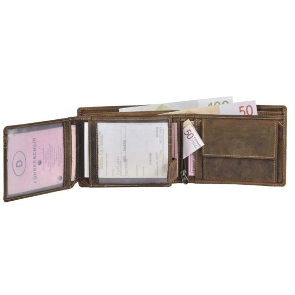 Bőr láncos pénztárca-irattartó halálfej mintával fekvő 12x10cm Vintage barna Bőr láncos pénztárca-irattartó halálfej mintával fekvő 12x10cm Vintage barna