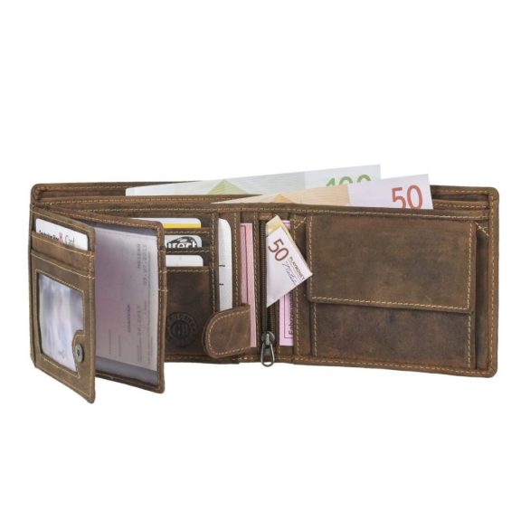 Bőr láncos pénztárca-irattartó halálfej mintával fekvő 12x10cm Vintage barna Bőr láncos pénztárca-irattartó halálfej mintával fekvő 12x10cm Vintage barna